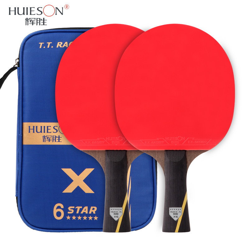 Table Tennis Forehand Rubber - Huieson 6 スターアップグレード卓球ラケット 7 層ダブルフェイスラバーカーボンファイバーピンポンラケットバットカバー付き 2