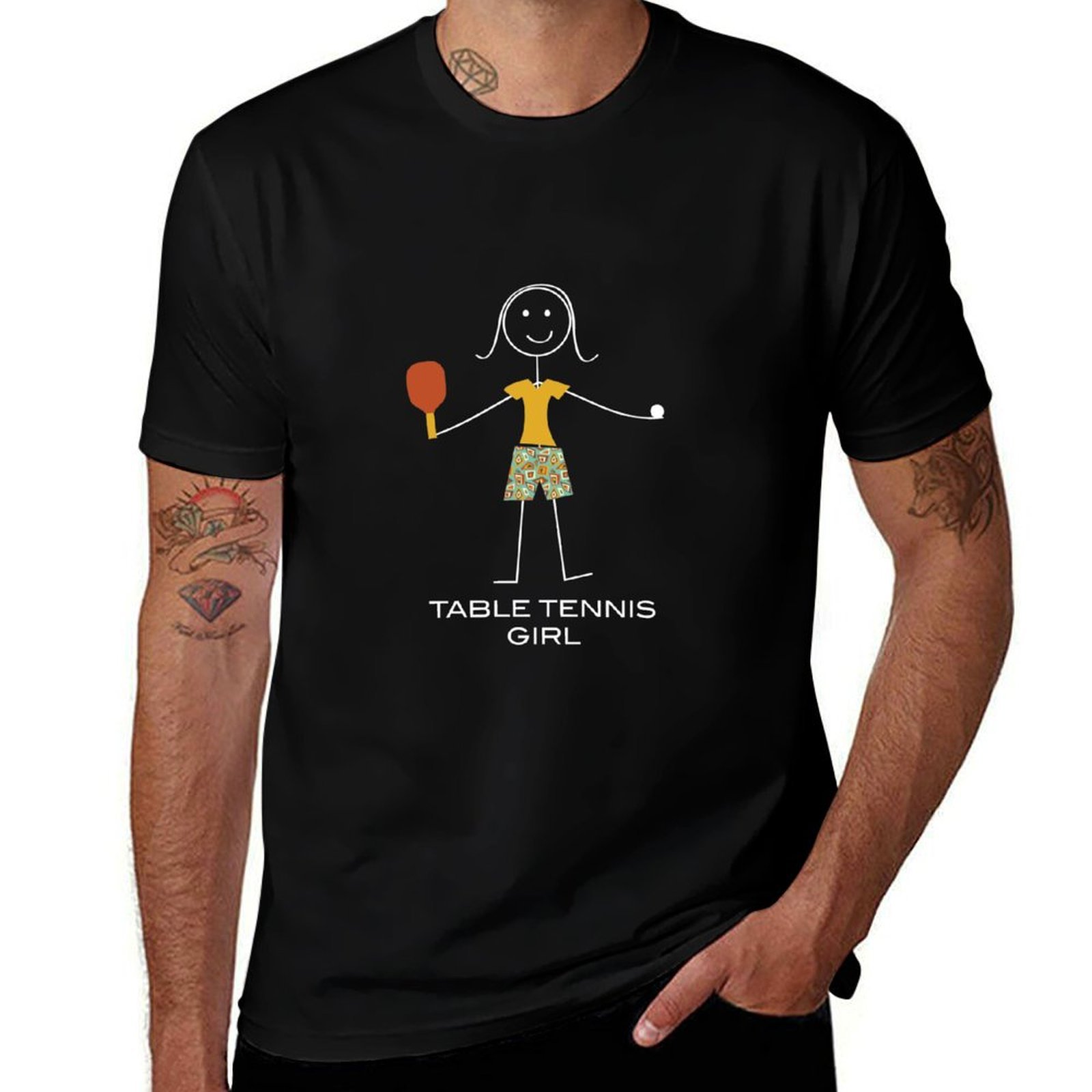 Table Tennis Basic - 面白い女性用卓球デザインTシャツ ベーシックな普段着 半袖Tシャツ